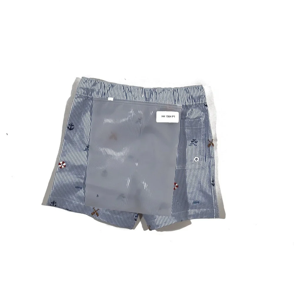 J.Crew Boys Swim Trunks Blue White Striped Nautical Anchor Oars 4 5 EXCELLENT